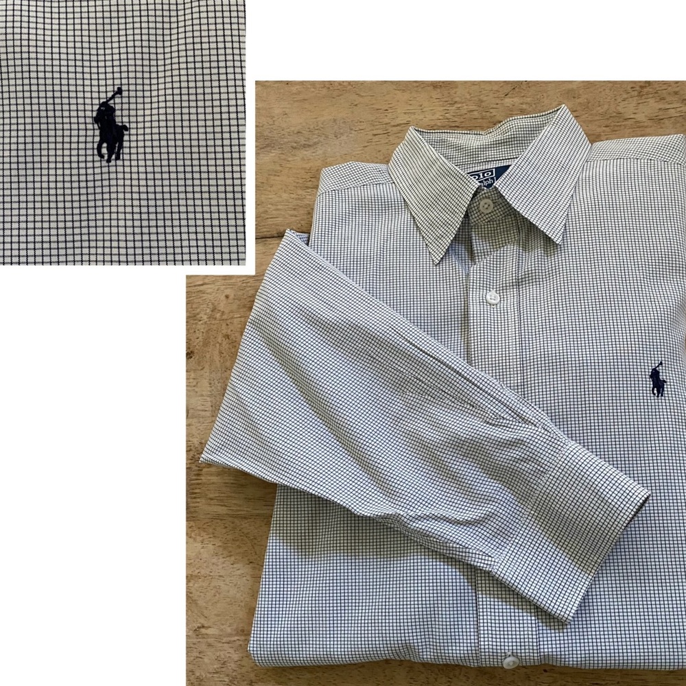 Polo Ralph Lauren Lowell‎ Sport Men’s Sz L  Windowpane Plaid Oxford Shirt